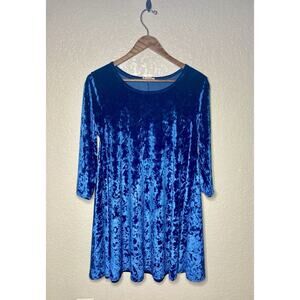 Rolla Coster Blue Velvet Dress Large 3/4 Sleeves Whimsigoth Fairy